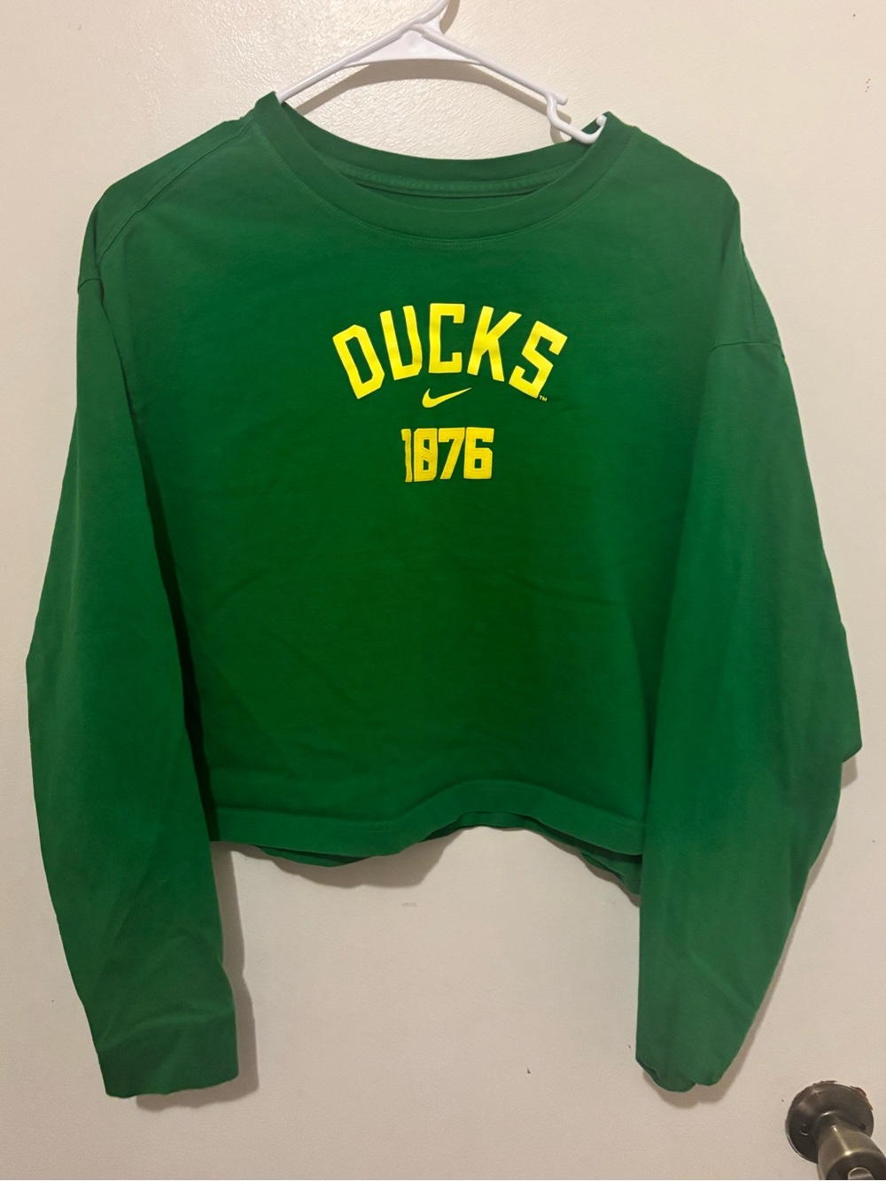 University of Oregon Ducks 1876 Nike Cropped crop long sleeve tshirt